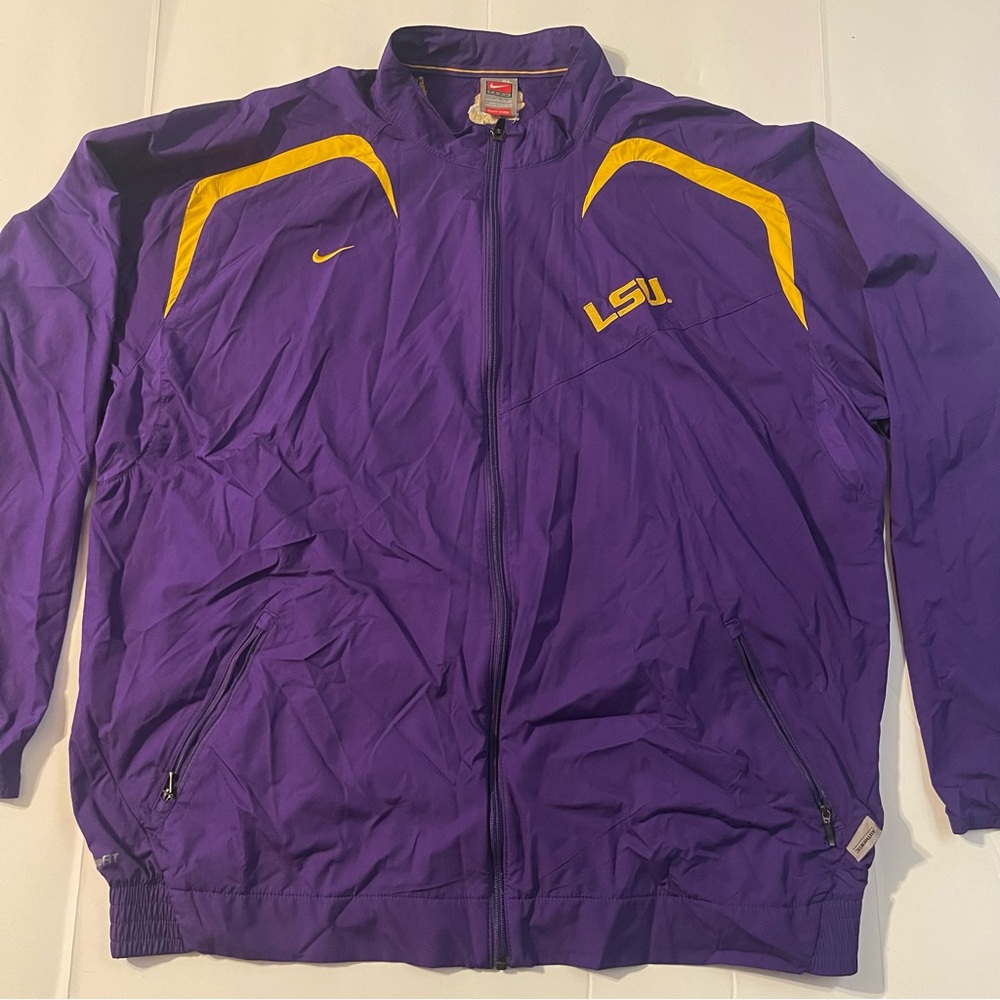 Nike Team Fit Storm LSU Tigers Purple Full Zip Windbreaker Jacket Mens XL